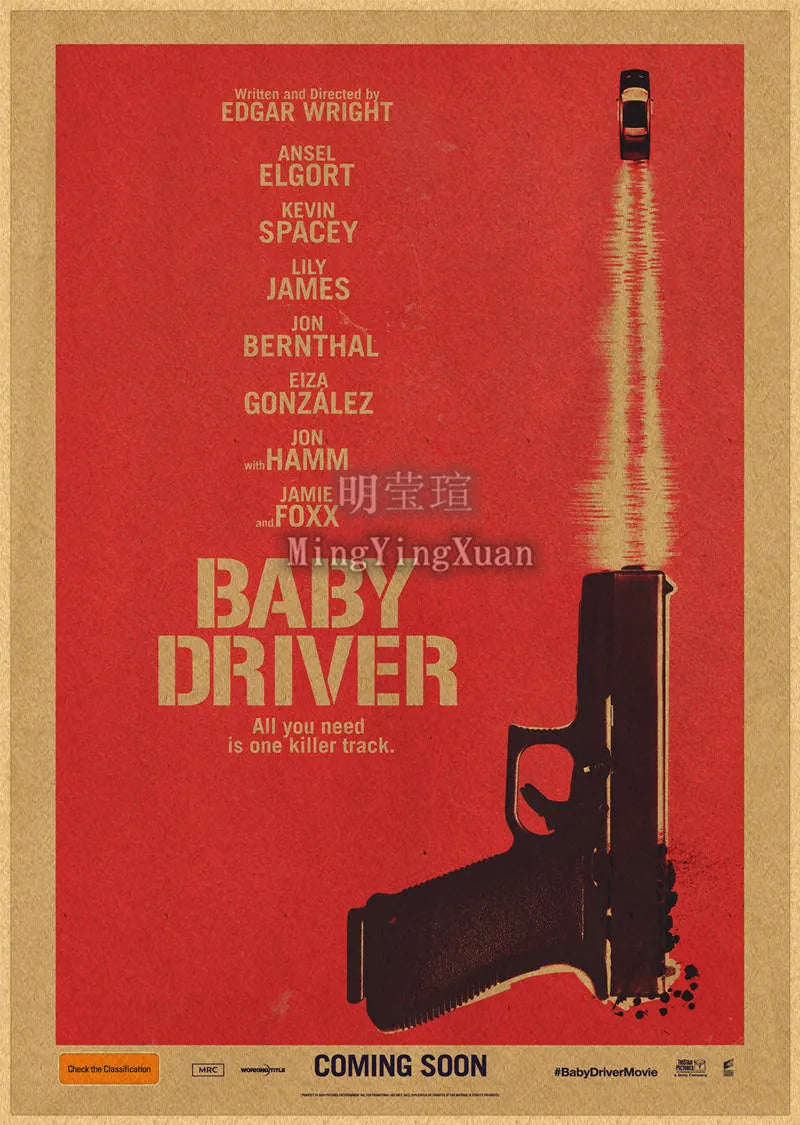 Baby Driver Retro Self-Adhesive Kraft Paper Movie Poster