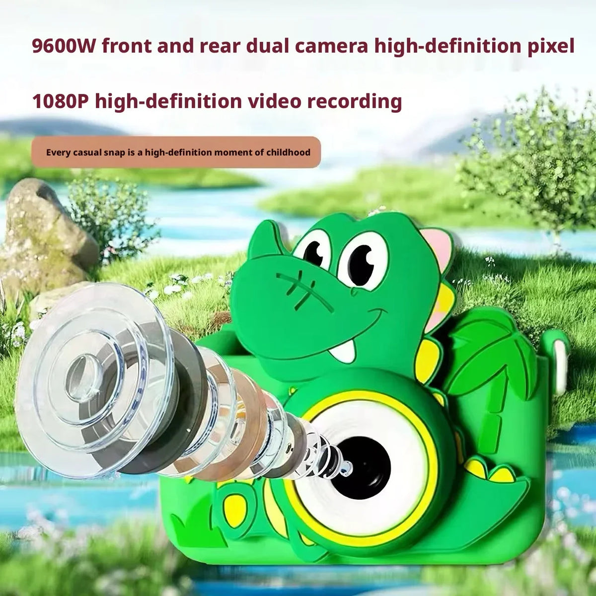 Kids Dual Lens HD Digital Camera | Dinosaur Toy Camera 128GB