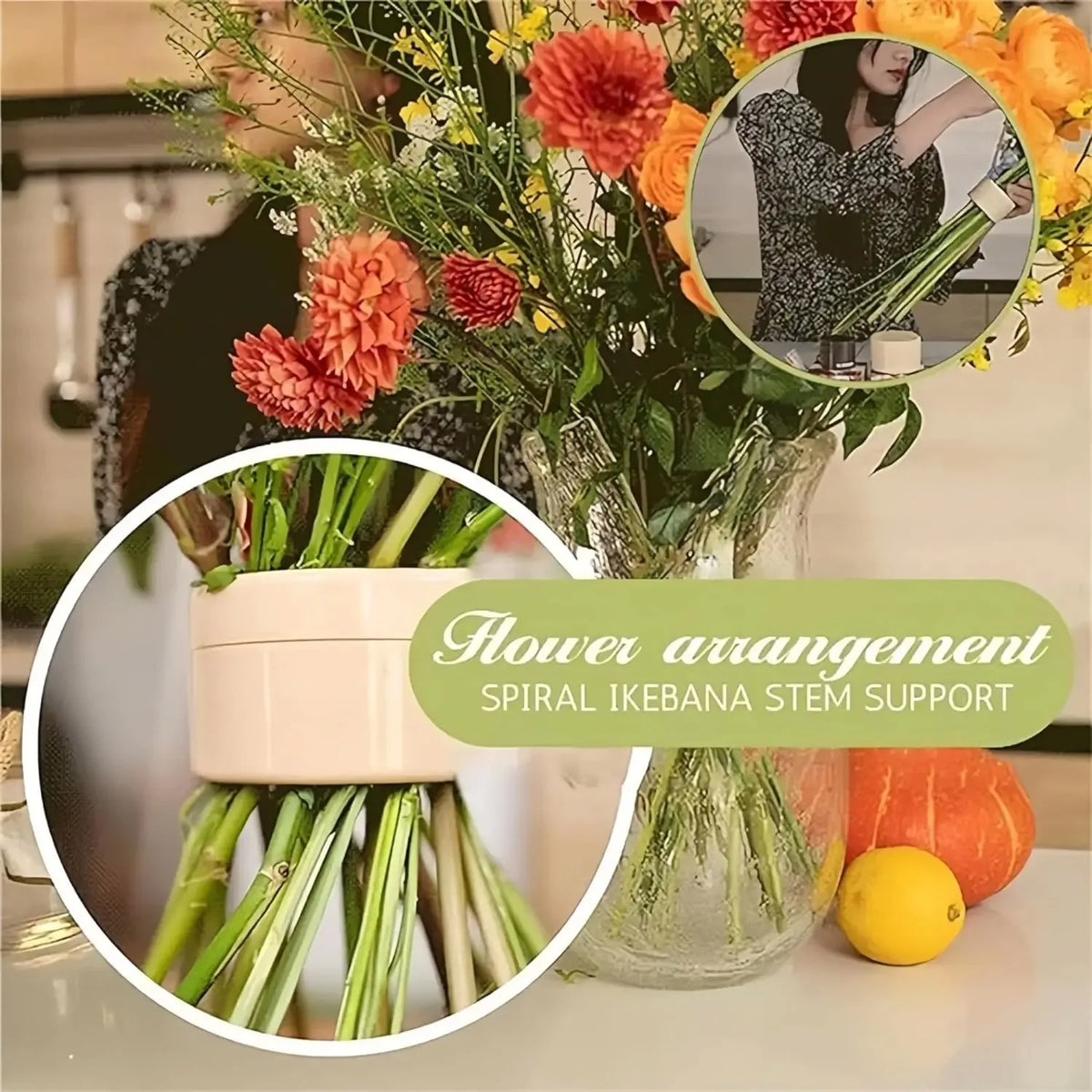 Spiral Ikebana Stem Holder Flowers Vases Bouquet Twister DIY Floral