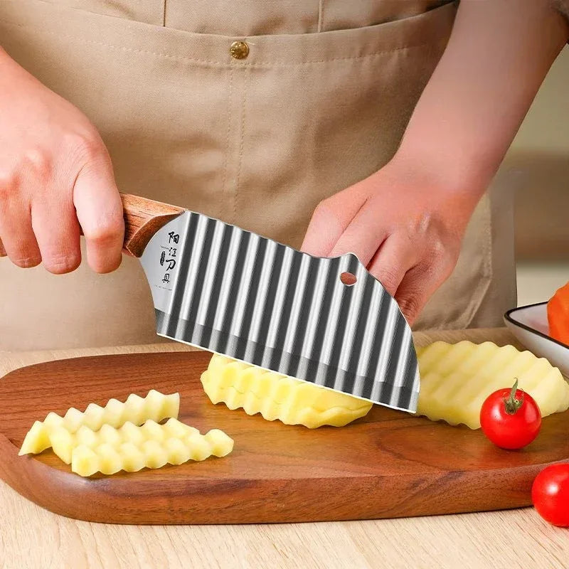 PLYS Stainless Steel Wavy Blade Potato Cutter & Veg Chopper