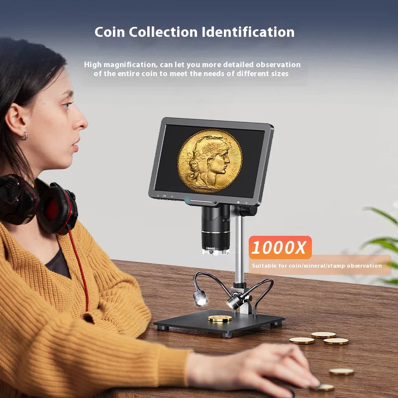 10.1-Inch Digital Microscope 500X – PCBA & Biology Inspection
