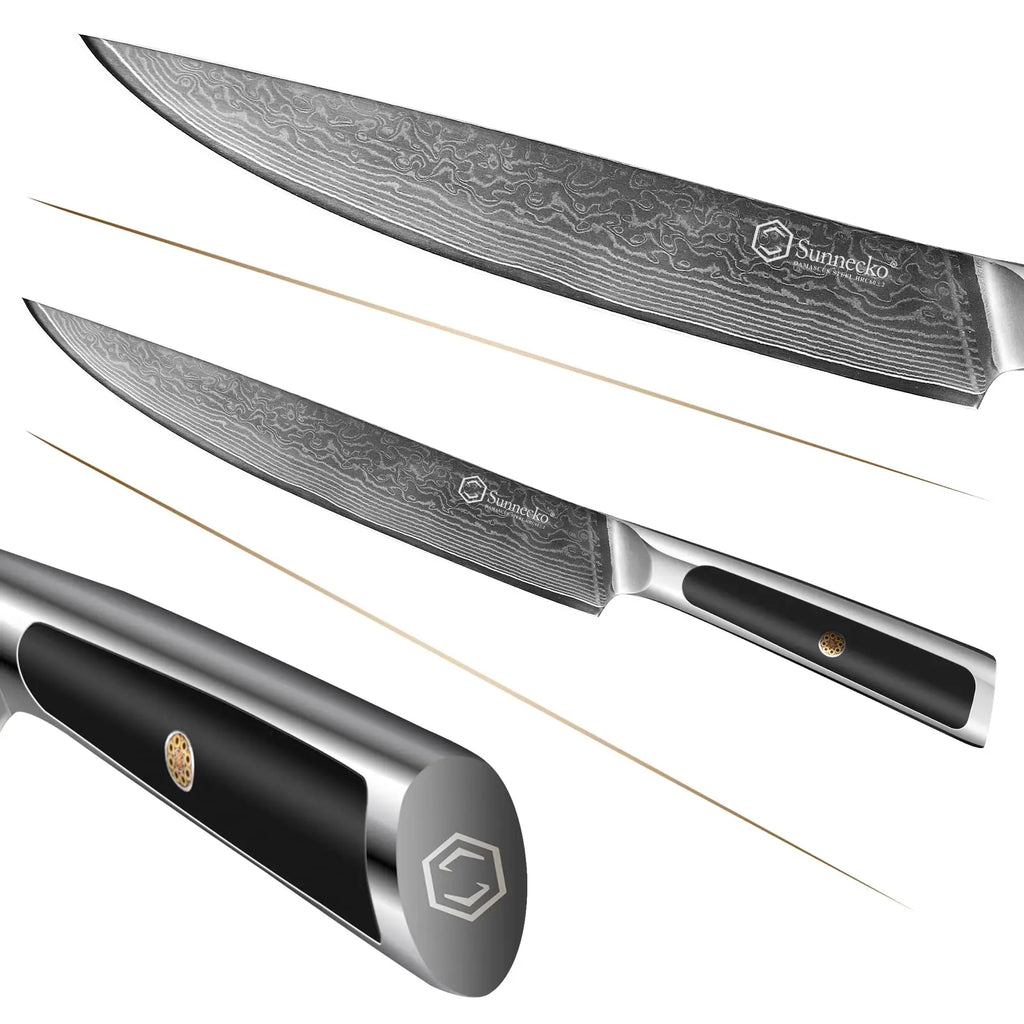 Sunnecko 8" Damascus Steel Slicing Knife – VG10 Core, HRC 60+