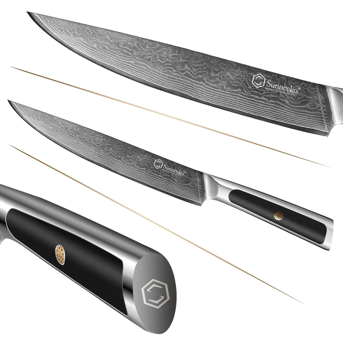 Sunnecko 8" Damascus Steel Slicing Knife – VG10 Core, HRC 60+