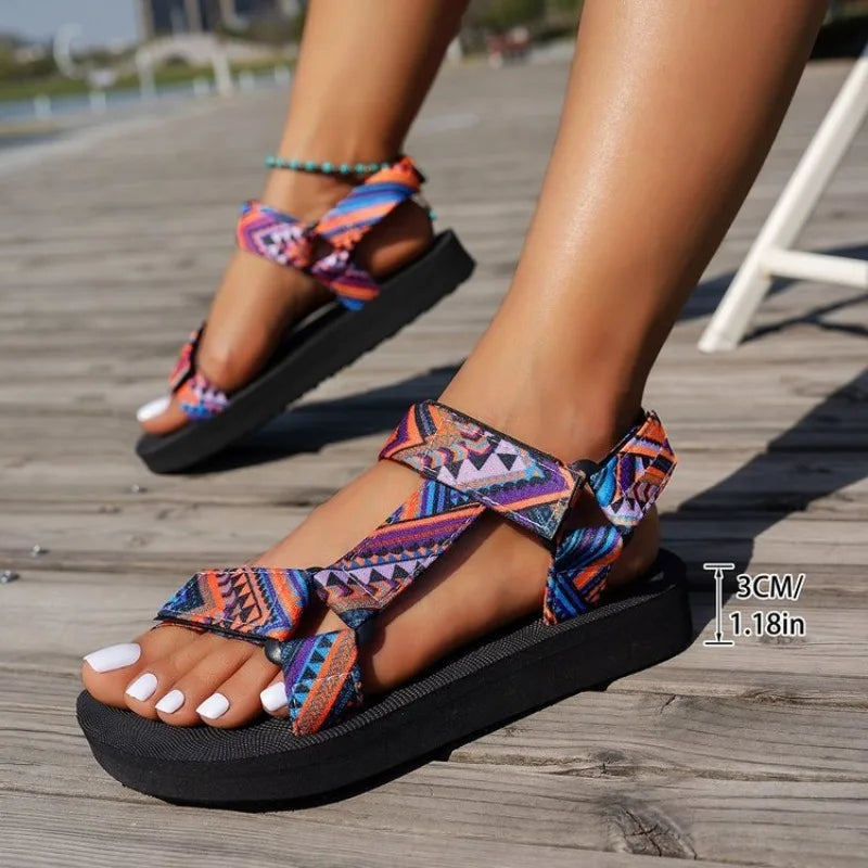 Women's Flat Hemp Rope Beach Sandals – Roman Ankle-Wrap