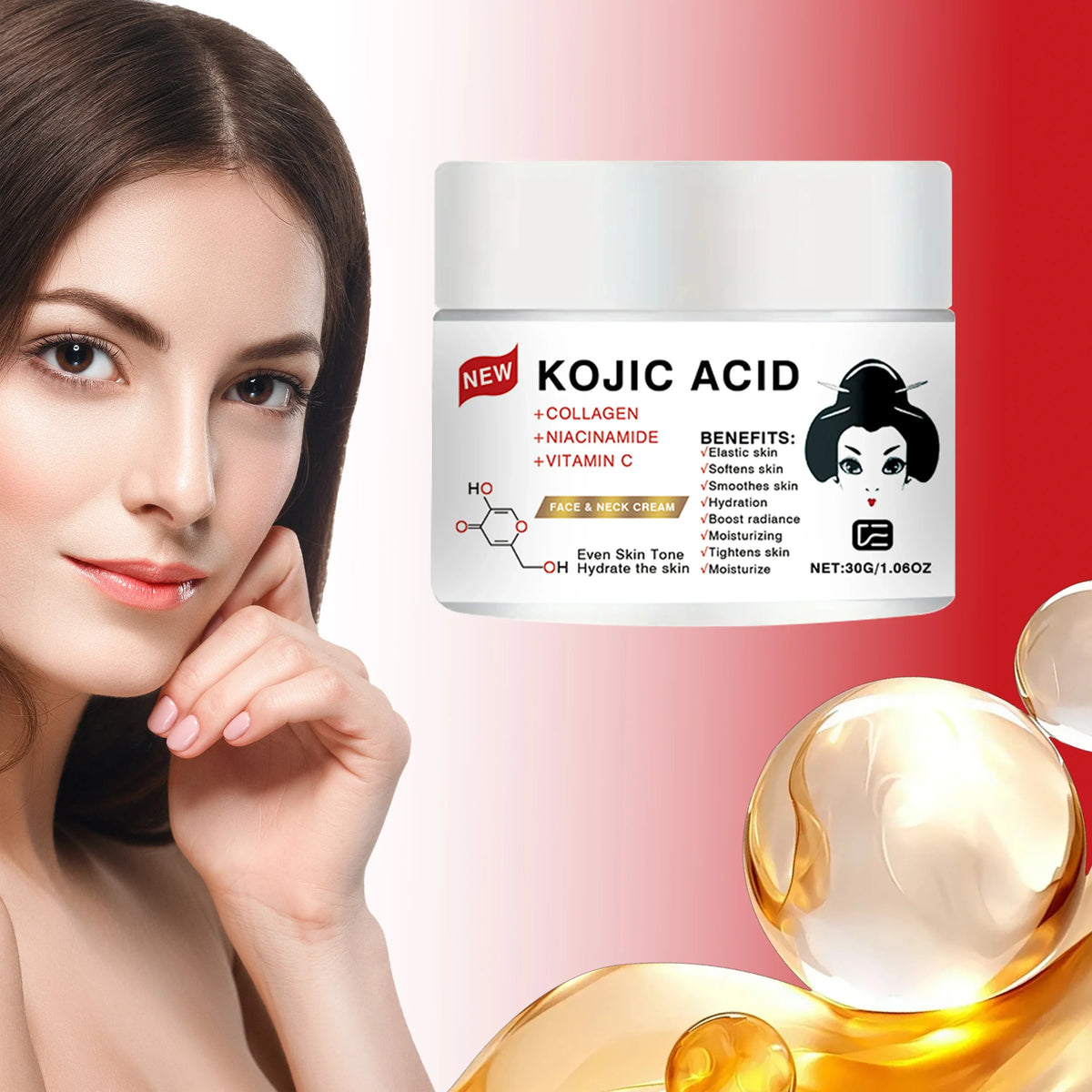 Kojic Acid Face & Neck Cream – Hydrating, Firming, All Skin