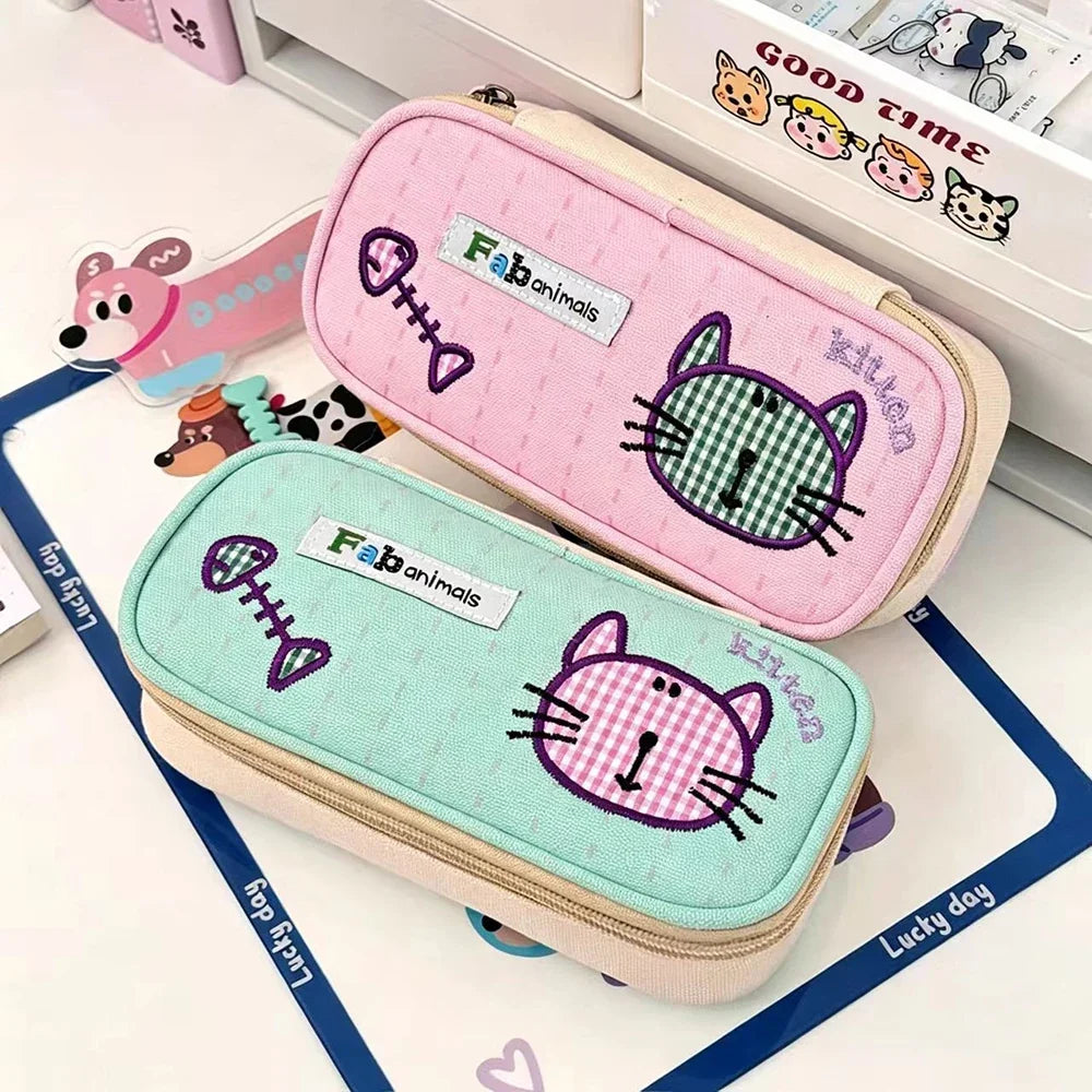 Cartoon Phoebe Cat Pencil Case Ins Beauty Embroidered Stationery Box