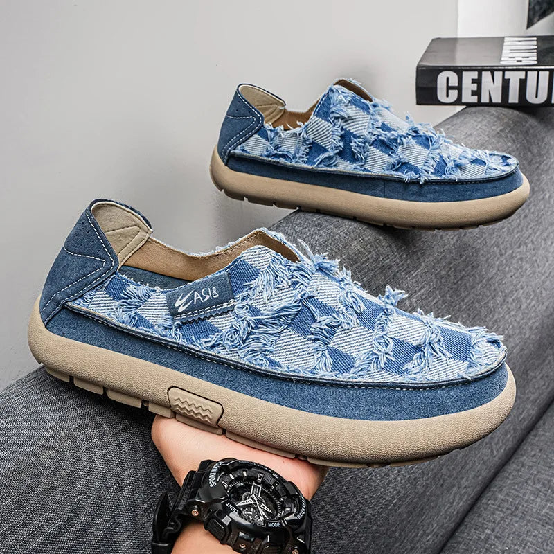 Men's Canvas Slip-On Loafers – Casual Espadrille Flat Shoes