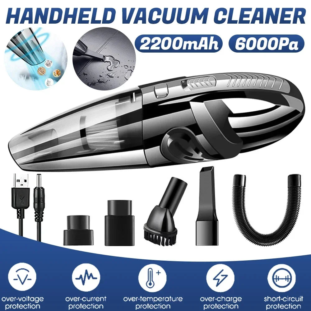 Cordless Wet & Dry Handheld Vacuum – 120W HEPA Car & Home
