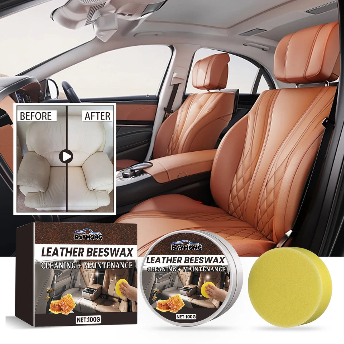 RayHong Leather Care Repair Cream – Car Seat & Sofa Restorer