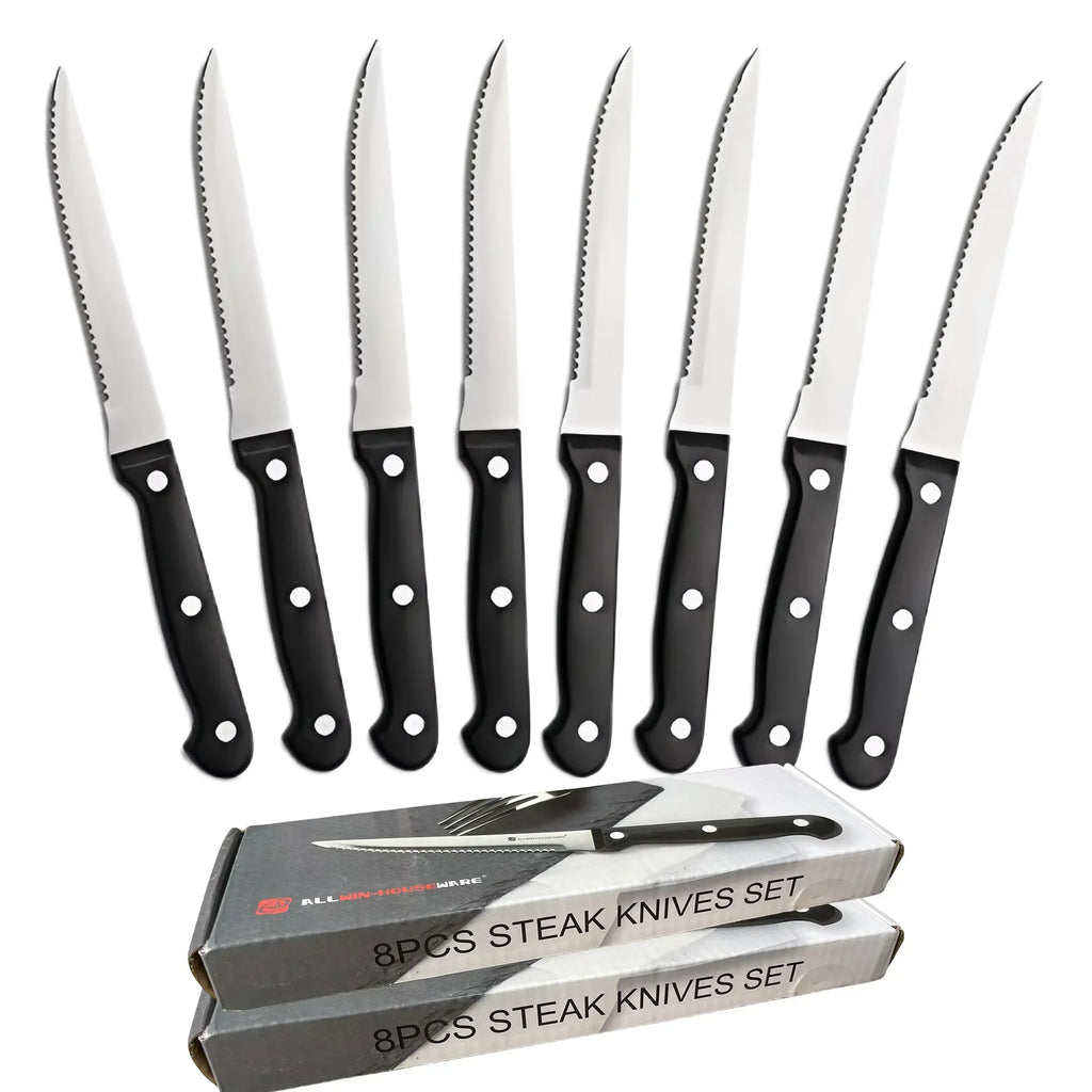 Steak Knives Set 4–16 Pcs Full Tang Stainless Steel Serrated