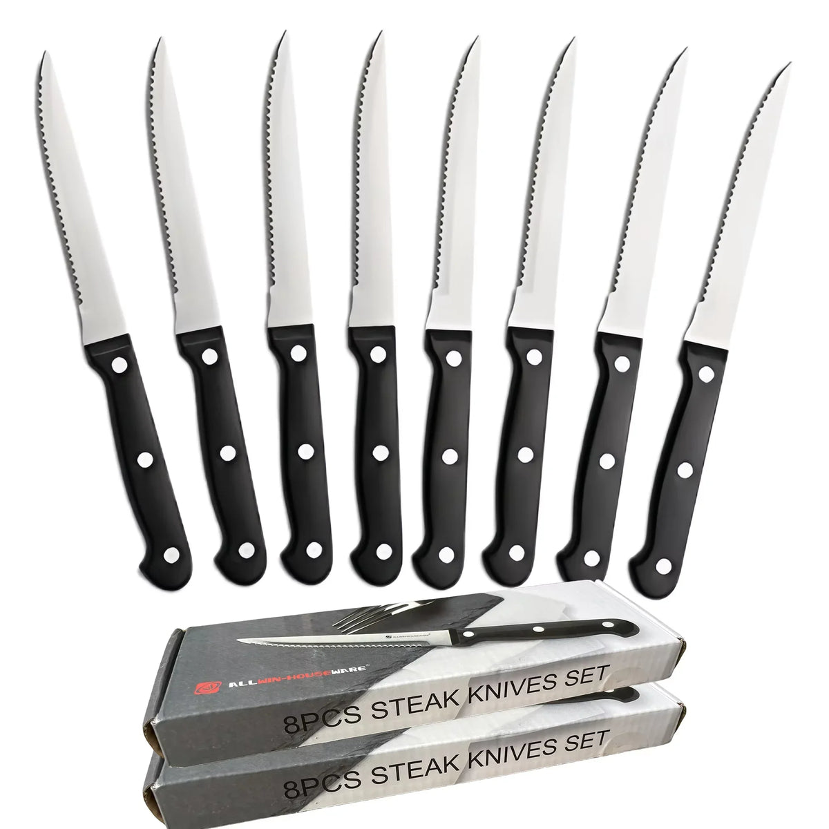 Steak Knives Set 4–16 Pcs Full Tang Stainless Steel Serrated