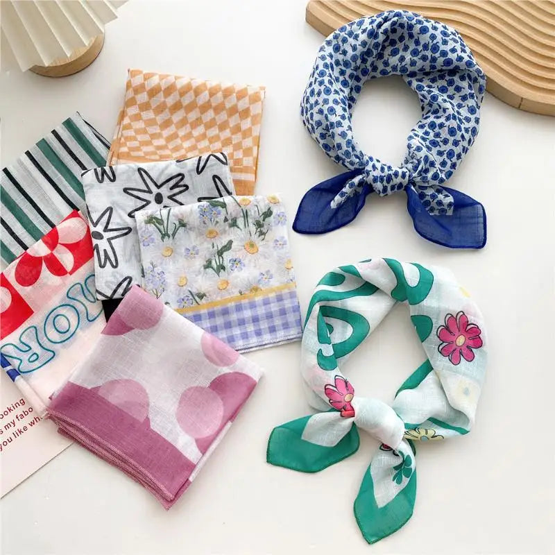 58cm Square Scarf – Handkerchief Print Neck, Hair & Bag Wrap