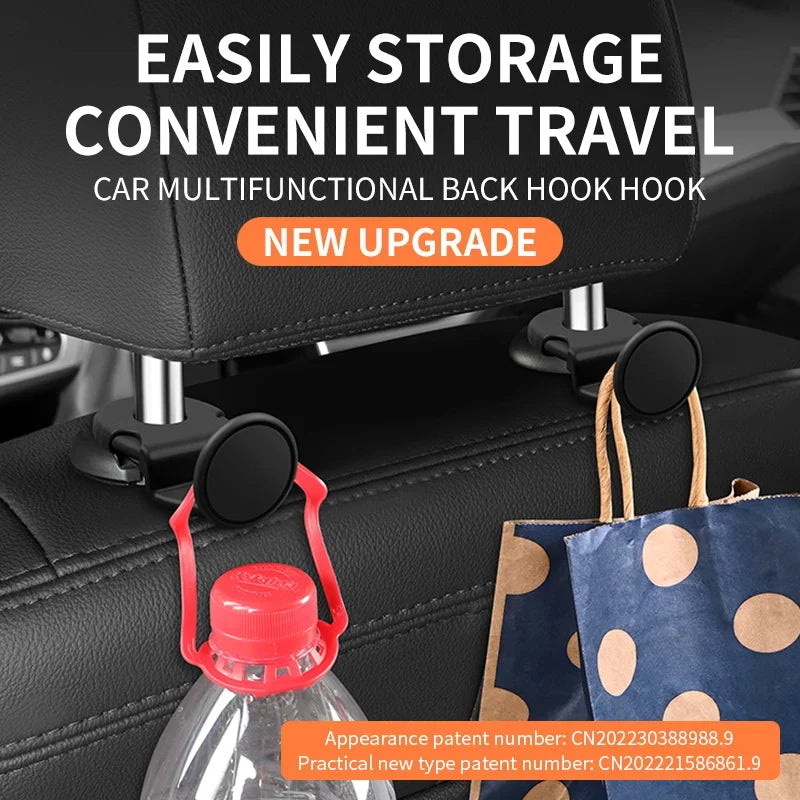 Car Headrest Hooks 2-Pack | Bag & Coat Organizer for Auto