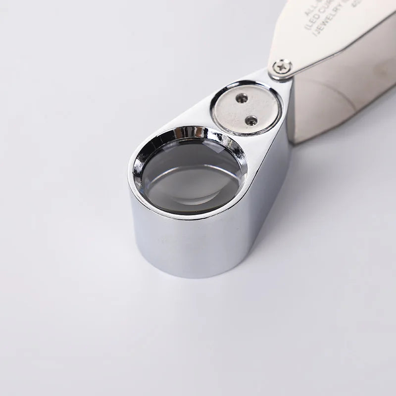 40X Folding Magnifier with LED – Jewelry & Banknote Loupe