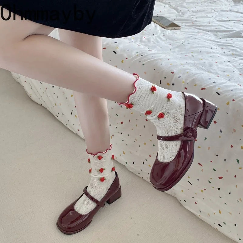 Women's Patent Leather Mary Jane Block Heel Shoes | Square Toe
