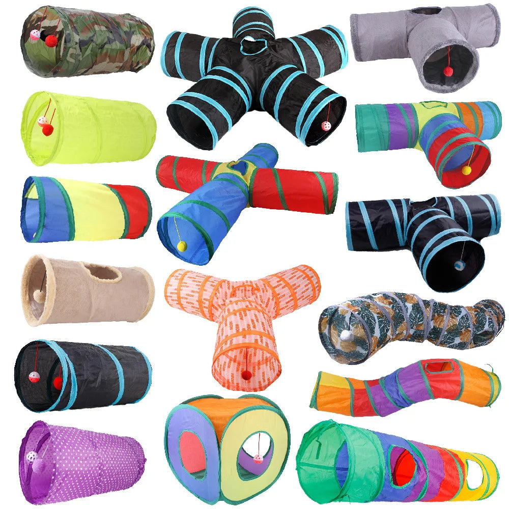 Cat Tunnel Tube Kitty Bored Pet Toys Peek Hole Toy