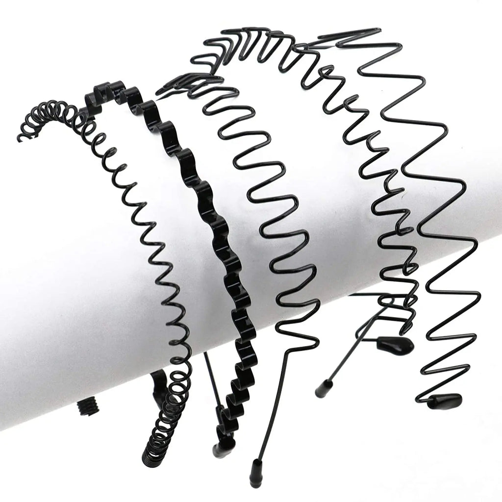 Fashion Metal Hair Band Men Women Unisex Black Waved Head Hoop Sports