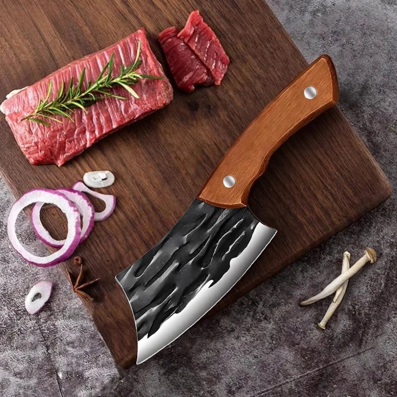 PLYS Meat Cleaver Butcher Knife – Stainless Steel Wood Handle