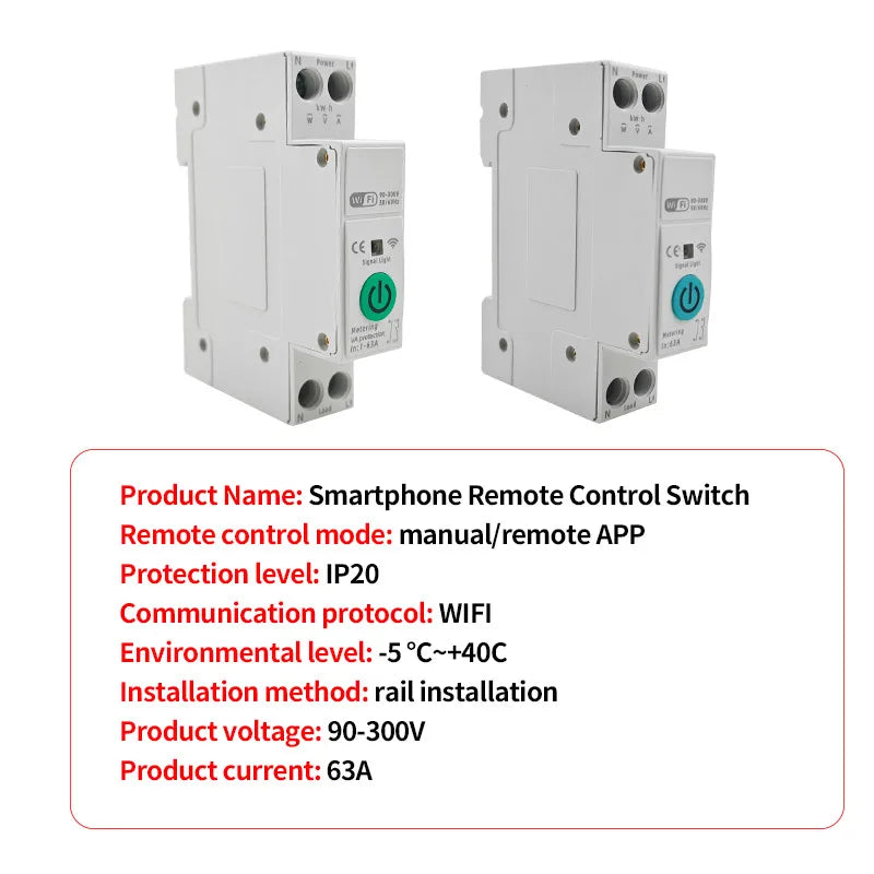 Tuya WiFi Smart Circuit Breaker – App & Timer Control 220V