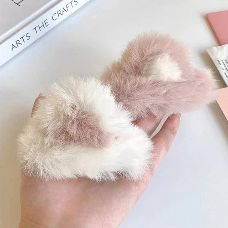 Girls Fluffy Cat Ear Hairpin – Cute Cartoon Bang Clip