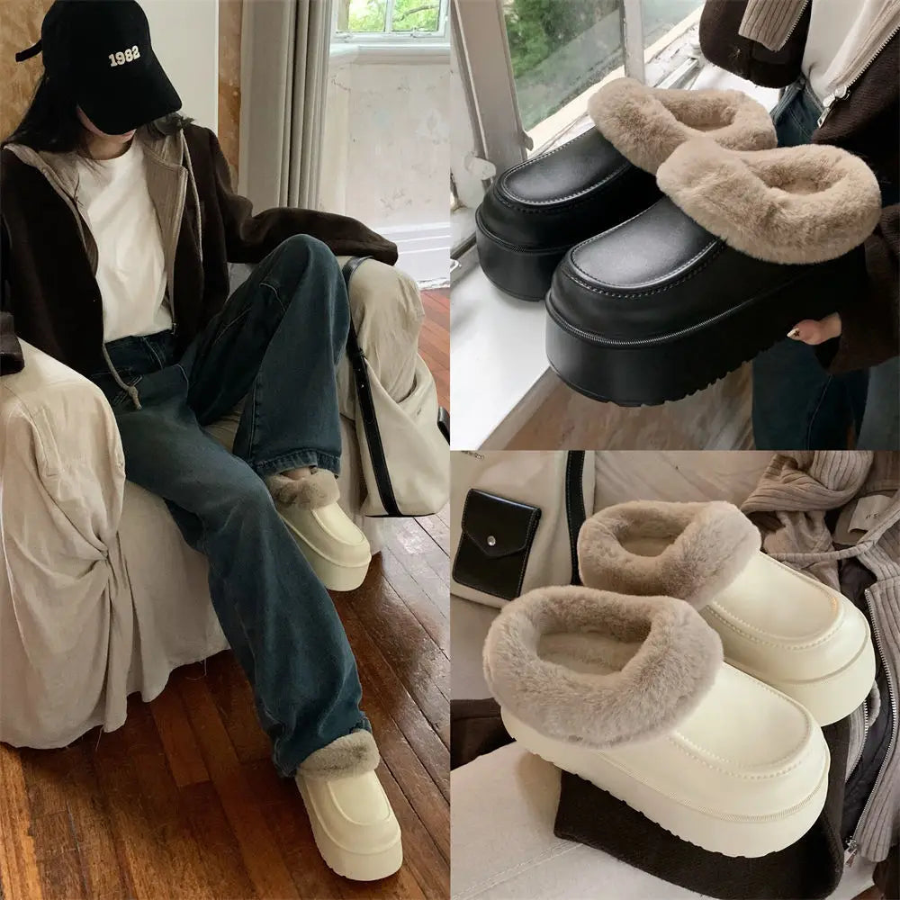 Women's Faux Fur Plush Mule Slippers – Cozy Winter House Shoes