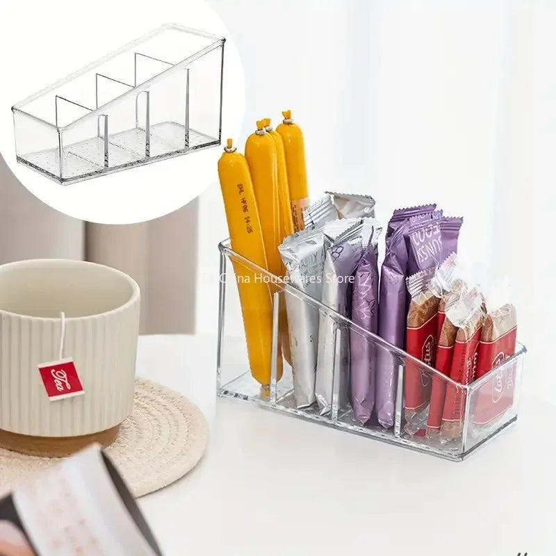 Clear 4-Compartment Remote Control Holder & Desk Organizer