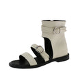 Women's Mid-Calf Wedge Boots – Roman Zip-Up PU Leather