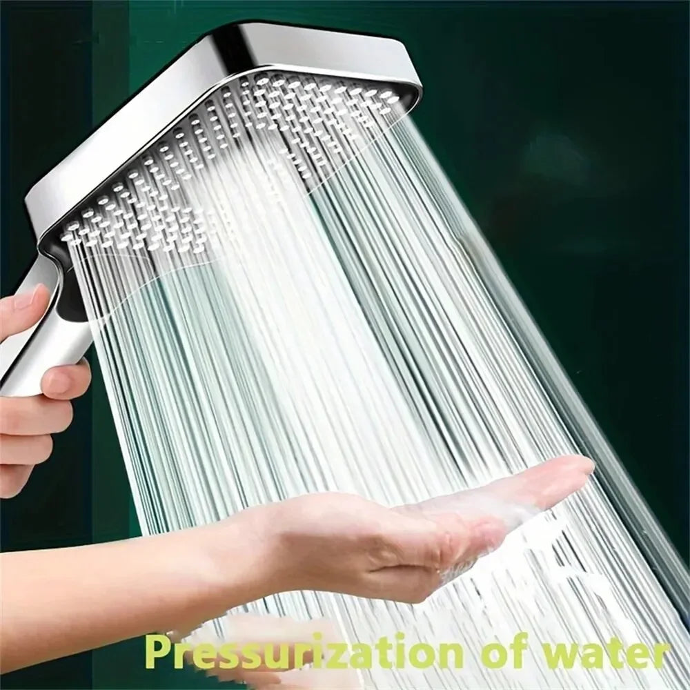 3-Mode Handheld Shower Head | High Pressure Rainfall Square
