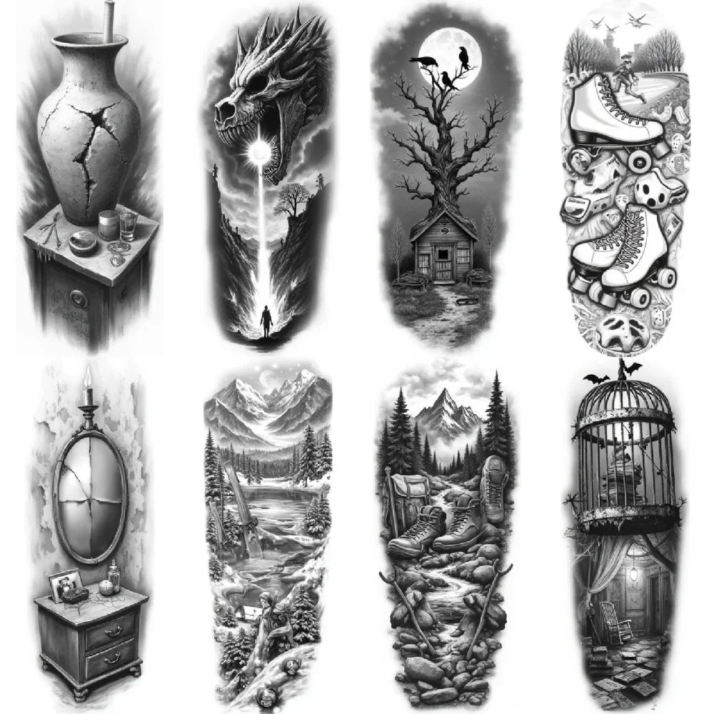 3-Pack Realistic Temporary Tattoos – Caged Creature & Nature Art