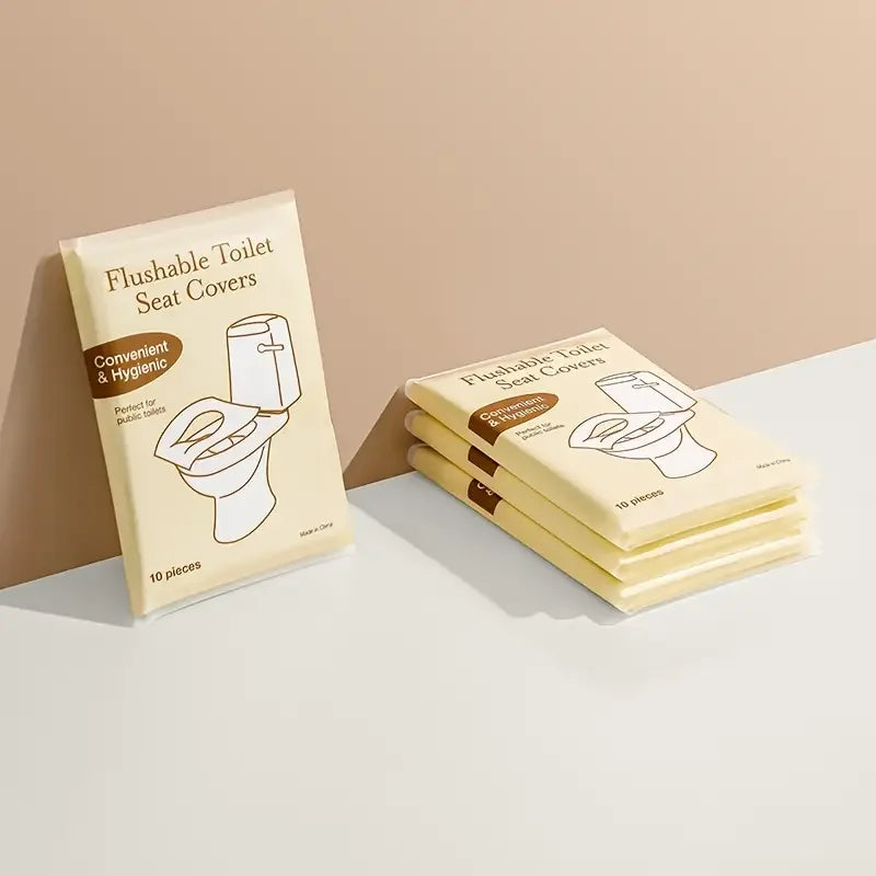 10-Pack Flushable Toilet Seat Covers – Biodegradable Travel