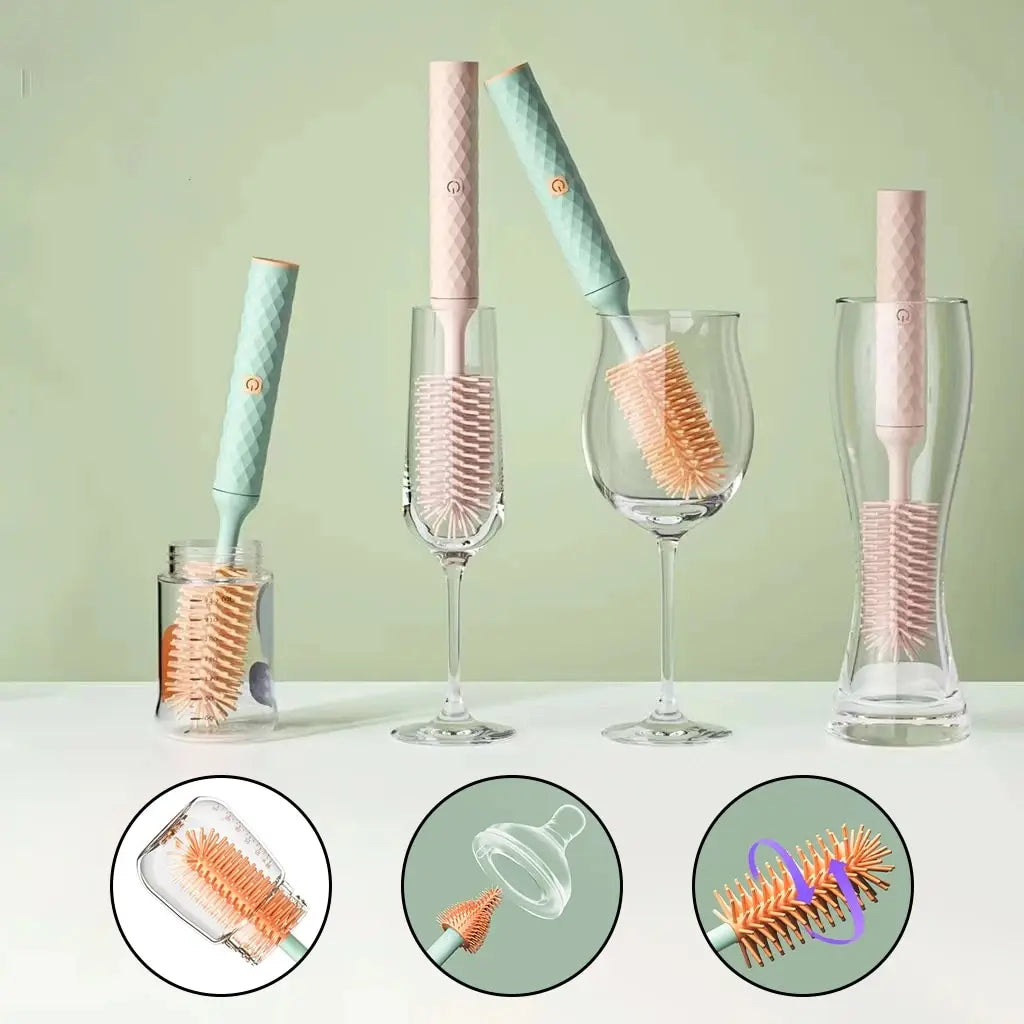 Cleaning Brush Electric Bottle Waterproof 360 Degree Rotating Long
