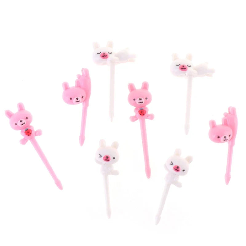 8-Piece Cute Animal Fruit Forks – Kids Bento & Party Picks