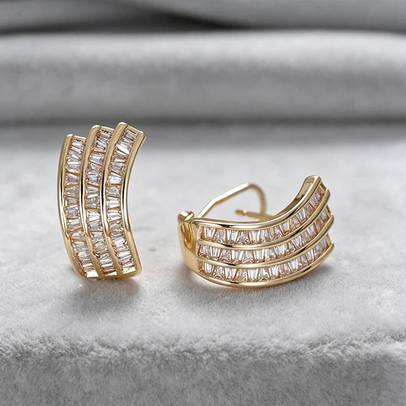 Huitan CZ Geometric Stud Earrings – Dazzling Fashion Jewelry