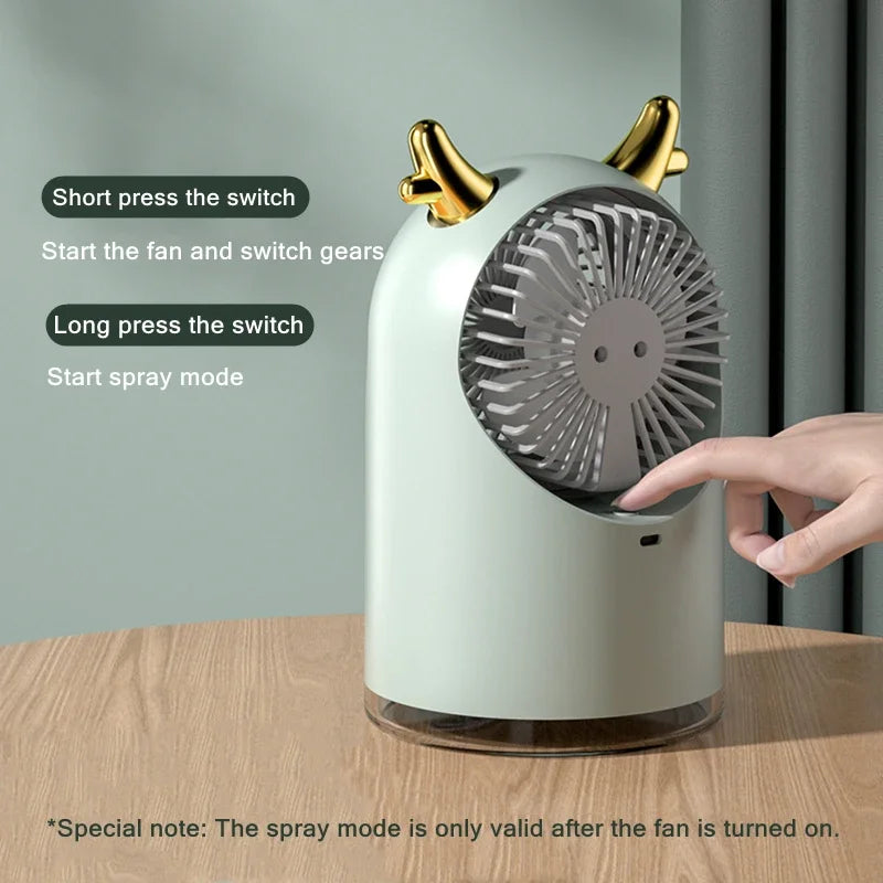 Portable USB Water Mist Fan – 3-Speed Quiet Cooling | URGGU