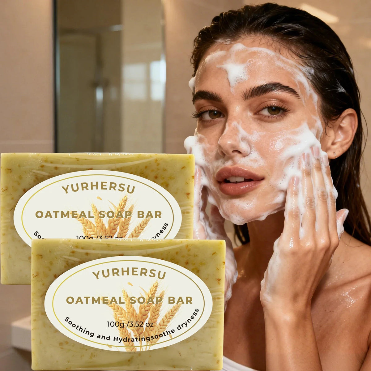 Handmade Oatmeal Soap Bar – Exfoliating & Moisturizing | YURHERSU