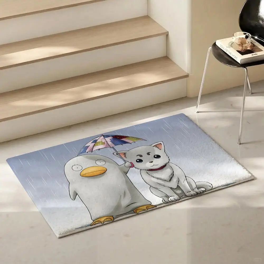 Anime Gintama Flannel Floor Mat – Non-Slip Soft Indoor Rug