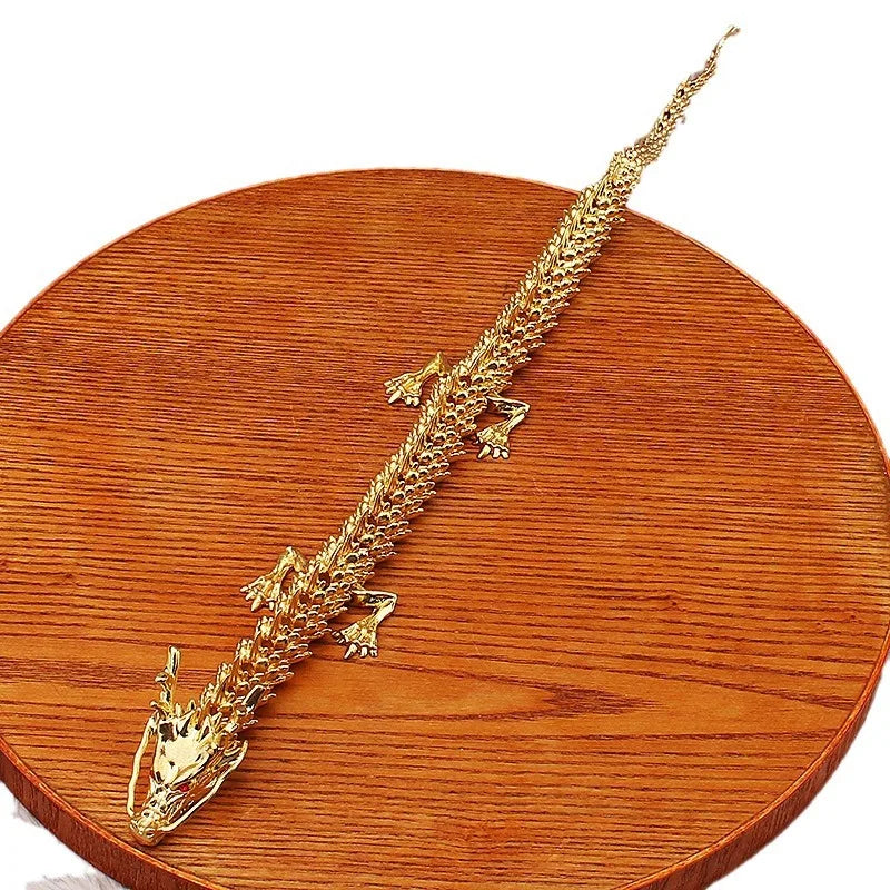 3D Metal Dragon Figurines Multi-joint Movable Home Desk Decoration