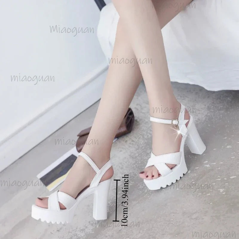 Women's Open Toe Wedge Sandals – Buckle Strap High Heel Pumps