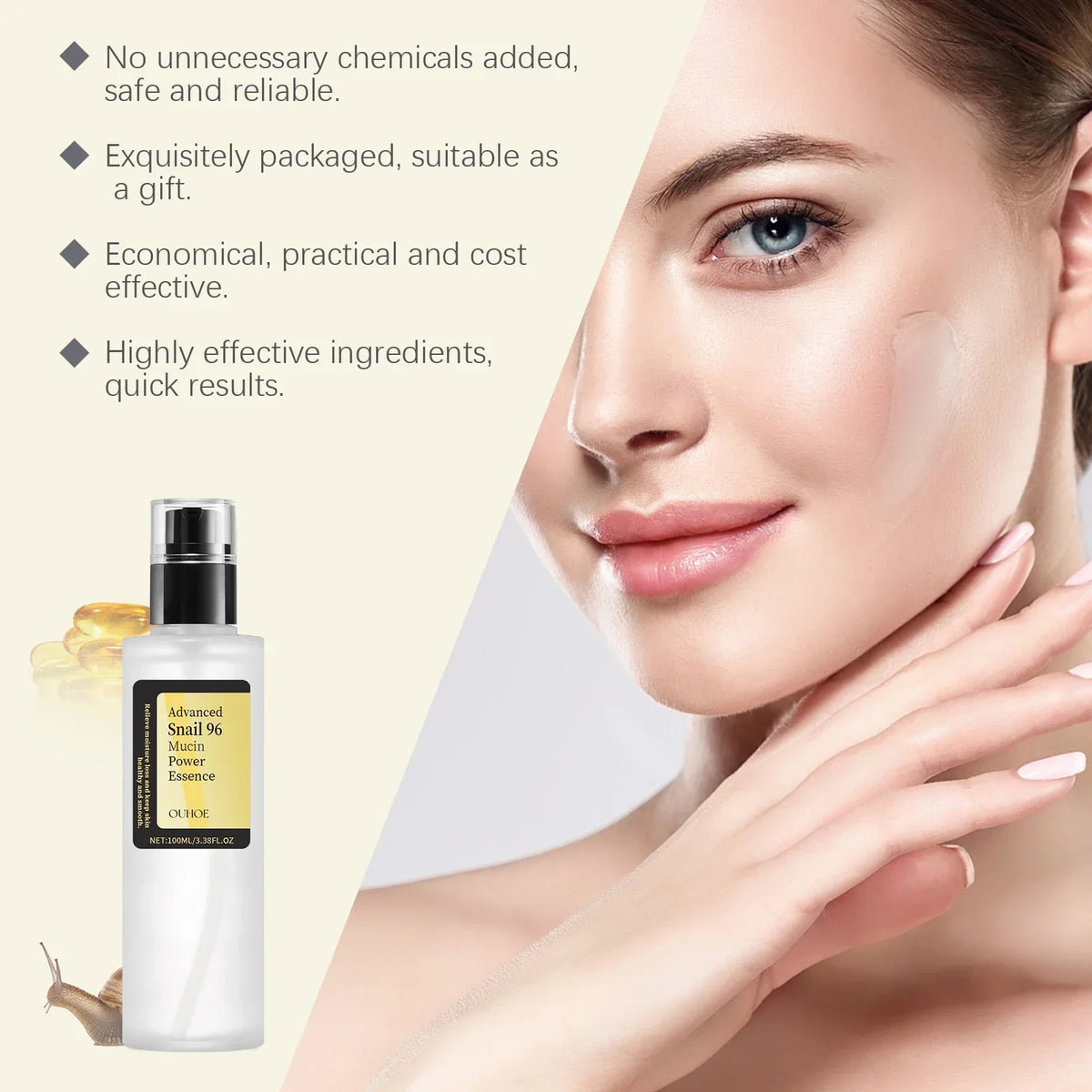 LAIKOU Snail 96 Mucin Power Essence | Hydrating Face Serum