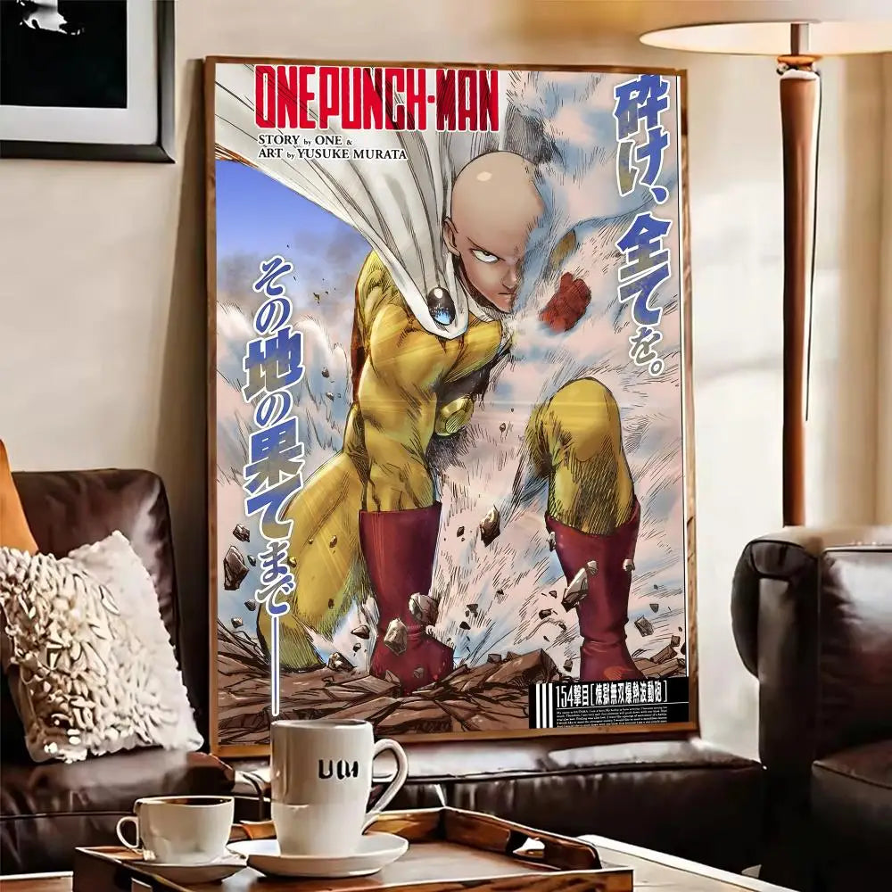 One Punch Man Anime Poster Self-Adhesive Wall Art Sticker