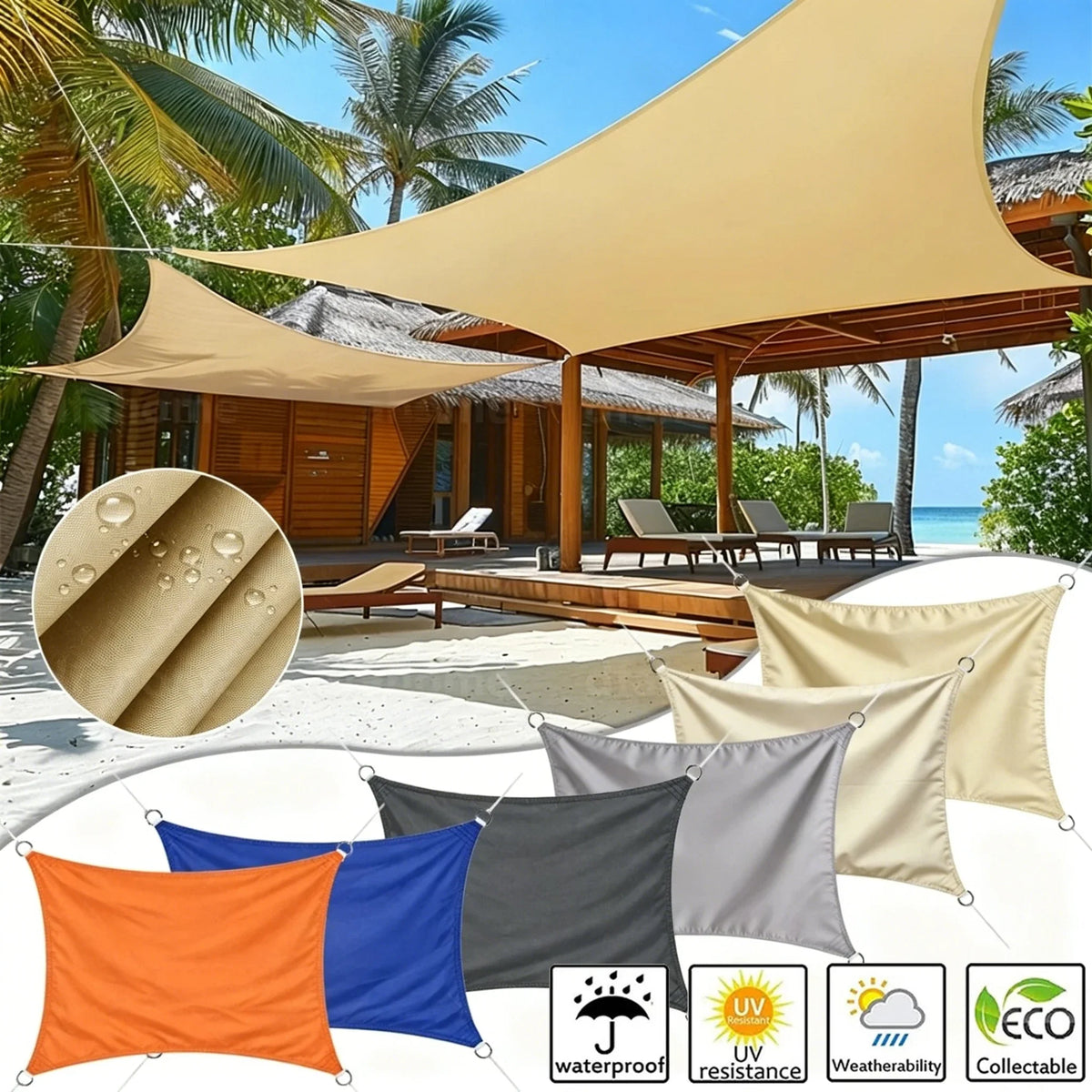 Rectangle Sun Shade Sail – 98% UV Block Waterproof Canopy