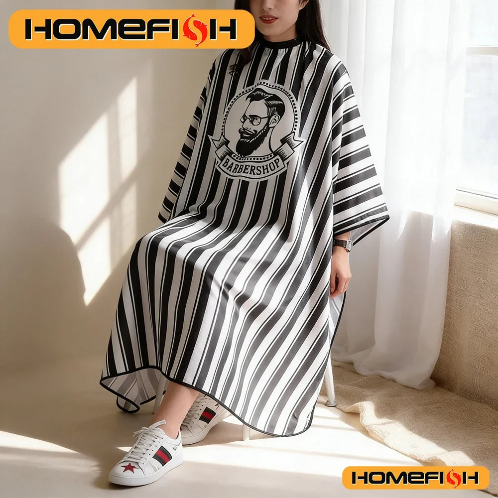 Non-stick Striped Adult Hair Cutting Cloth Oil-resistant Apron Salon