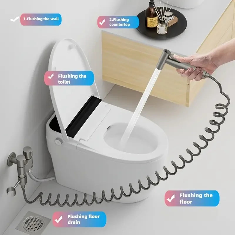 Stainless Steel Handheld Bidet Sprayer | Toilet Spray Gun Set