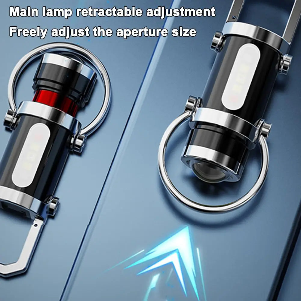 Mini Keychain LED Flashlight – 8 Modes, Power Bank, Type-C