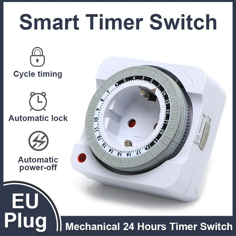 EU Plug 24-Hour Mechanical Timer Switch | Indoor Socket