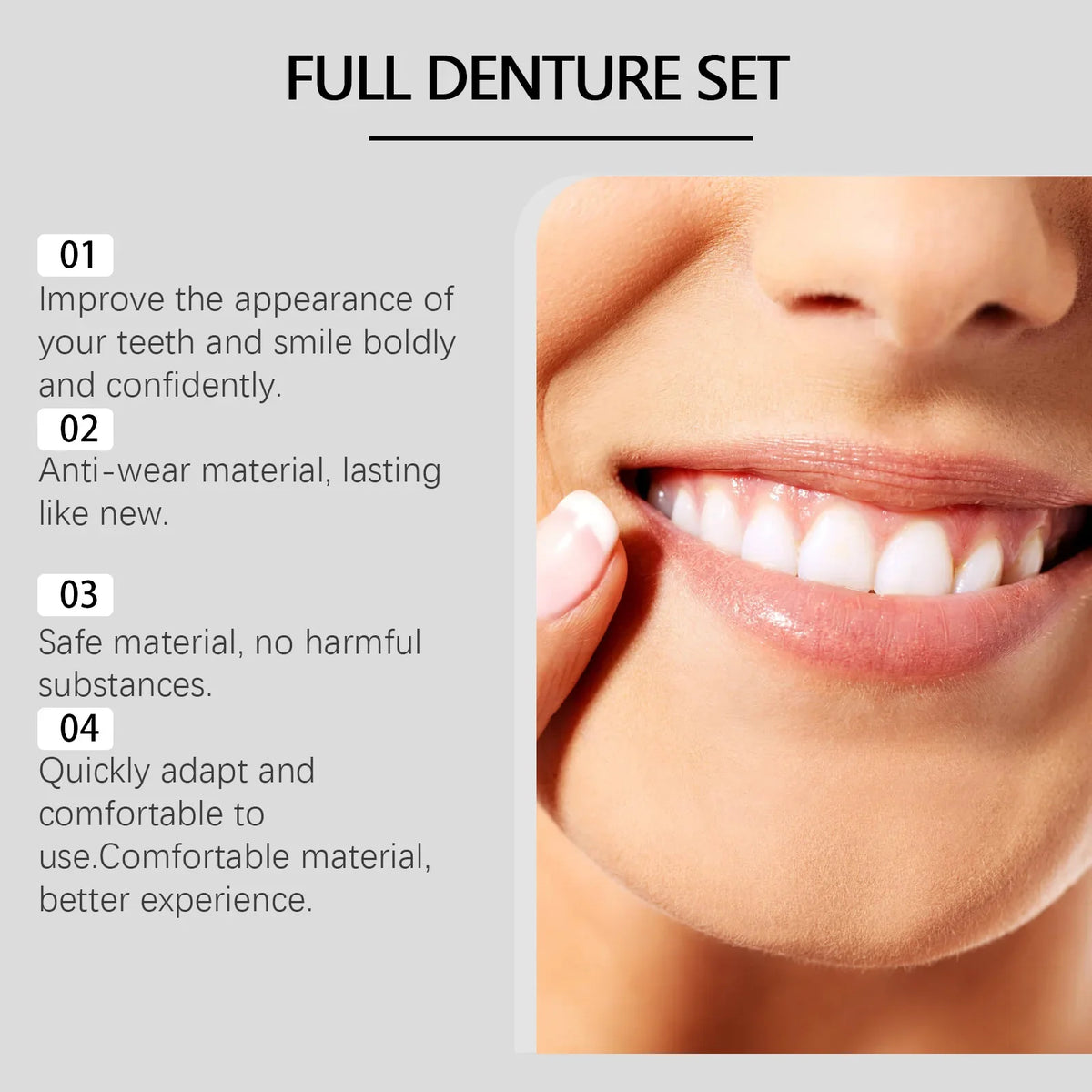 Realistic Natural Denture Set – Comfortable & Firm False Teeth