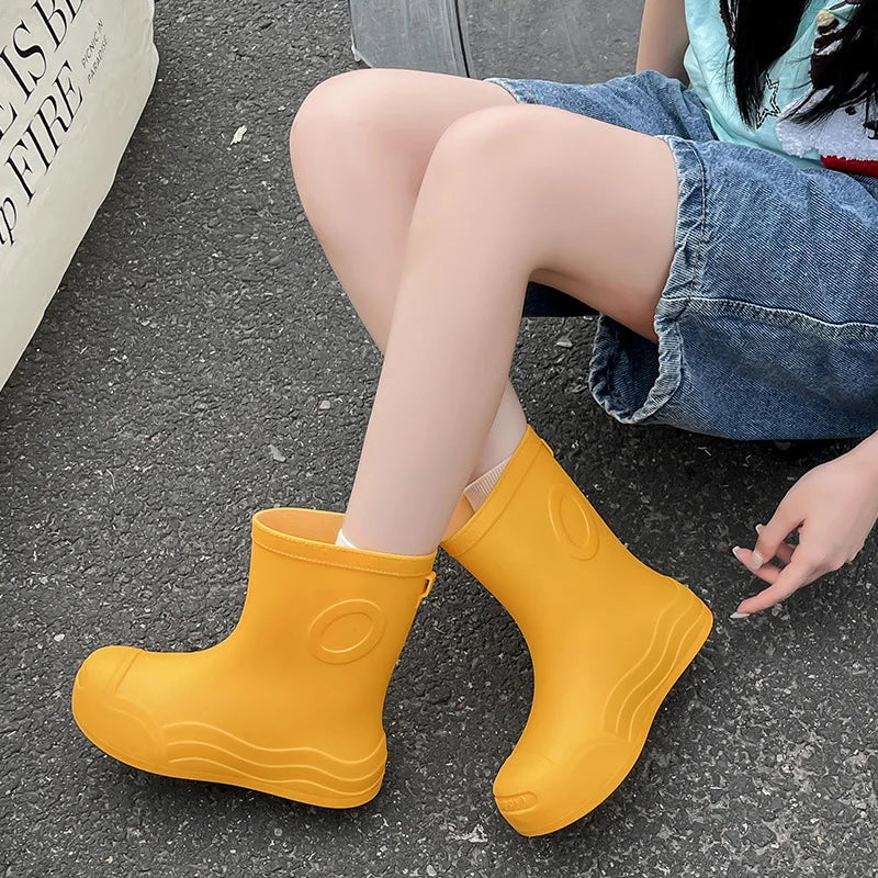 Lorilury Women's Waterproof EVA Ankle Rain Boots Slip-On