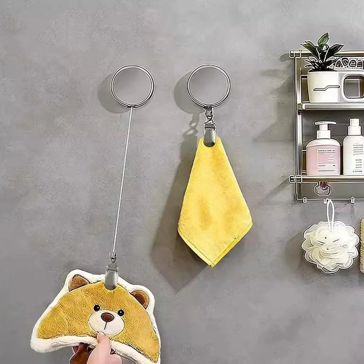 Retractable Wall-Mounted Towel Clip – Auto Spring Hook