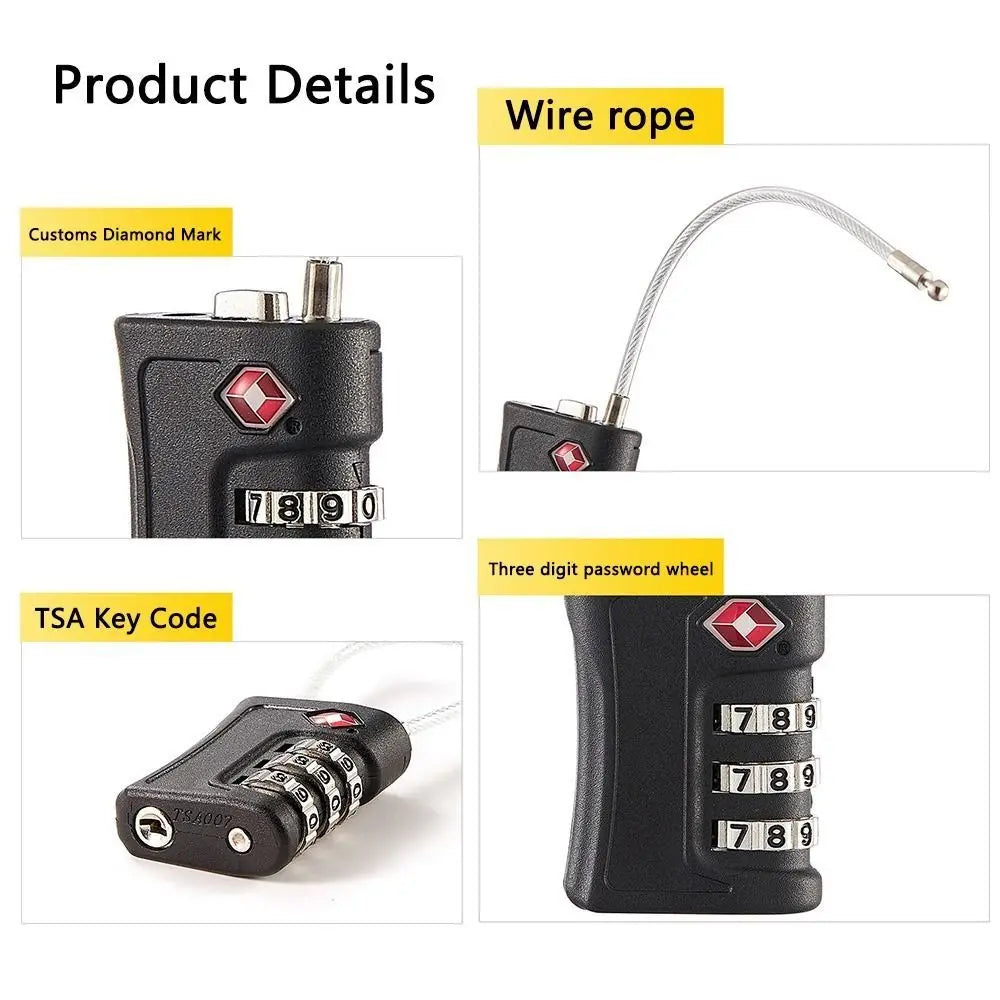 TSA Approved Combination Padlock – Contrast Color Travel Lock