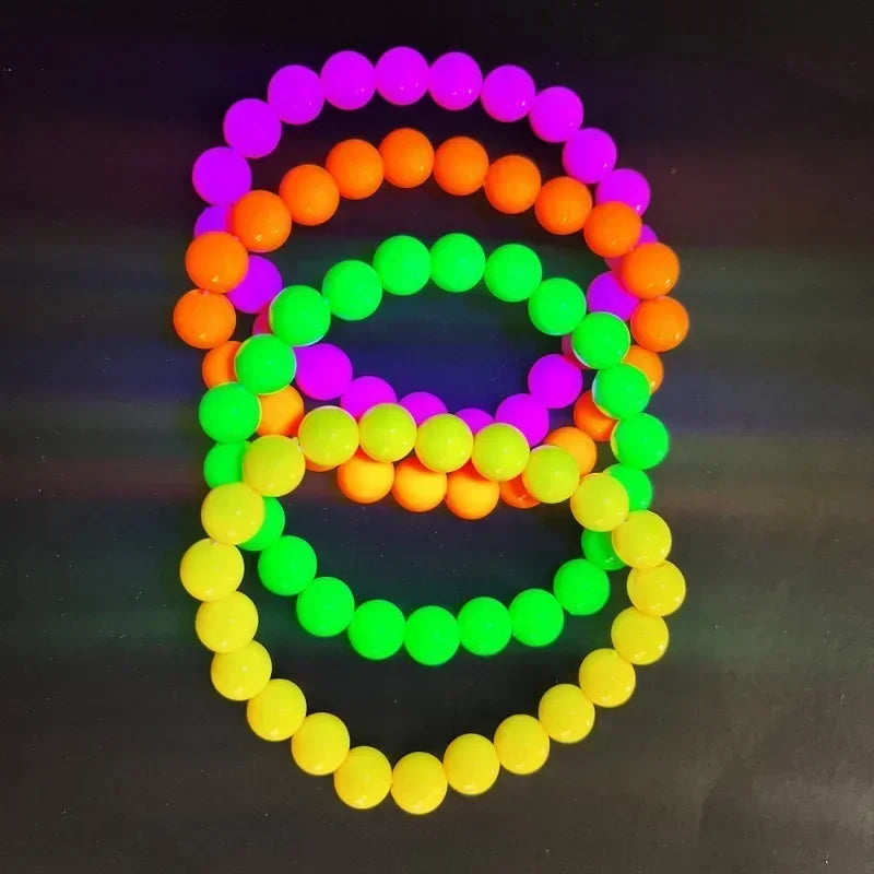 Neon Glow Bead Necklace & Bracelet Set – 4–40 PCS UV Party